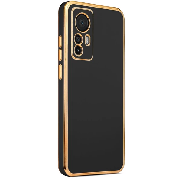 Xiaomi Mi 12T Pro Kılıf Kamera Korumalı Altın Kenar Tasarım Silikon ürün görseli 1