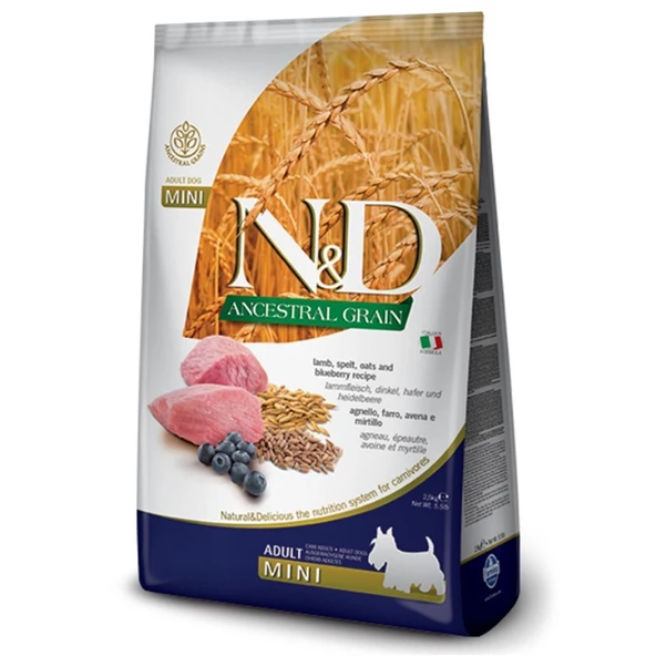 N&D Düşük Tahıllı Kuzu Etli Yaban Mersinli Mini Yetişkin Köpek Maması 7 Kg ürün görseli 1