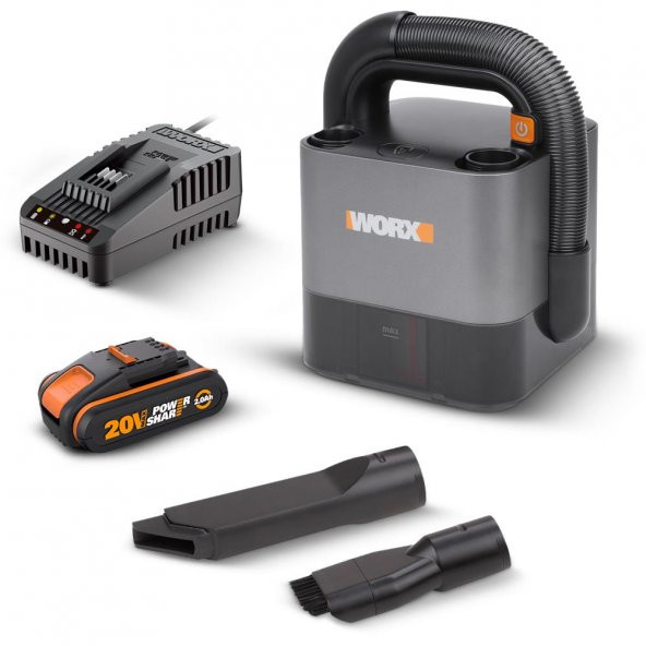 WORX WX030 20Volt 2.0Ah. 30W/10Kpa Li-ion Flexi Esnek Hortumlu Profesyonel Kompakt Şarjlı Süpürge ürün görseli 1