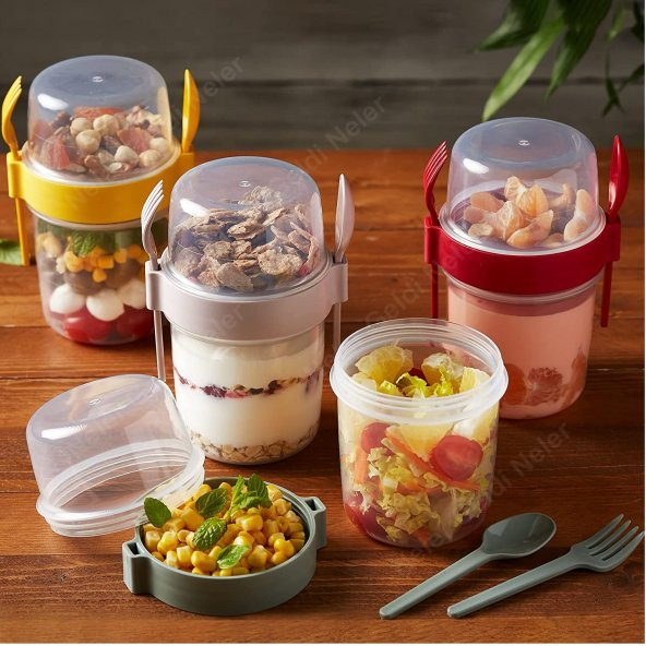 Dev Boy 4 lü Set Meyveli Yoğurt Kabı - Yemek Saklama Ve Müsli Kabı 1100 ML büyük boyuy ürün görseli 1