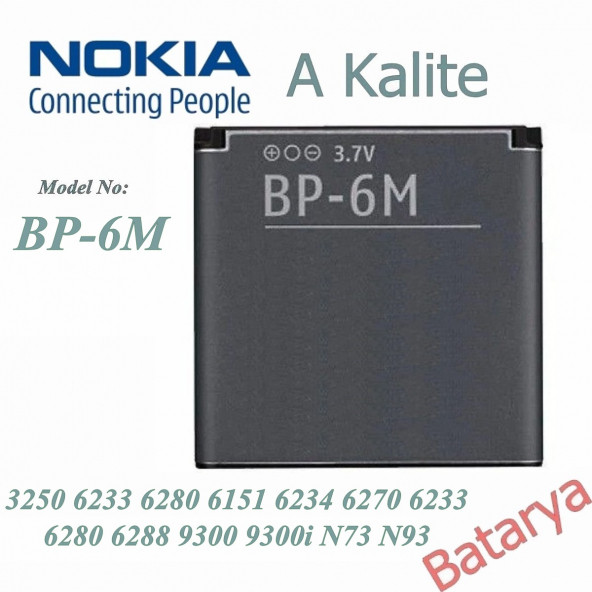 Nokia BP-6M Batarya 3250 6233 6280 6151 6234 6270 6233 6280 6288 9300 9300i N73 N93 Uyumlu Yedek Batarya ürün görseli 1