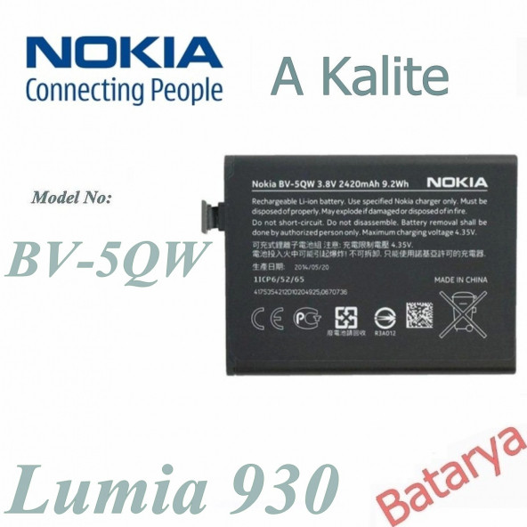 Nokia BV-5QW Batarya Lumia 930 Uyumlu Yedek Batarya ürün görseli 1