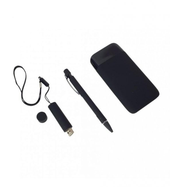 Özel Kutulu Hediyelik Set Wireless 10,000 mAh Powerbank, Usb Bellek, Rubber Metal Kalem HK2528 ürün görseli 1