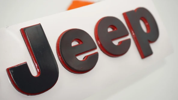 DK Tuning Jeep Wrengler Gladiator Antrasit Kırmızı Yazı Logo Amblem ürün görseli 1