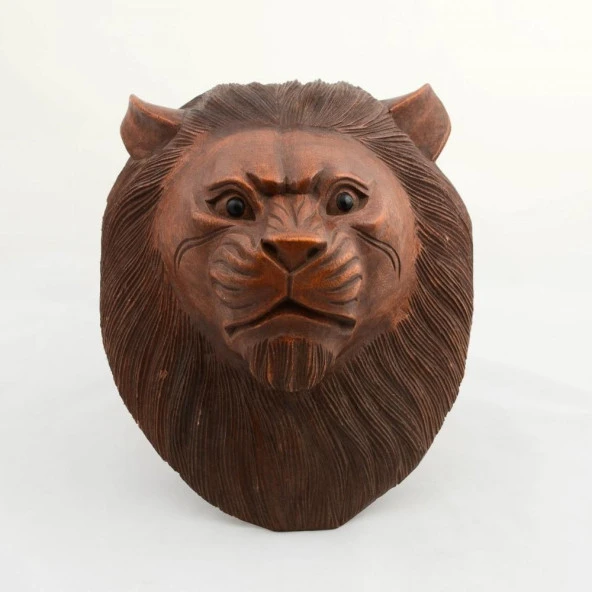 Maun Ağacı Aslan Kafası El Yapımı Duvar Dekoru Biblo 30cm ürün görseli 1