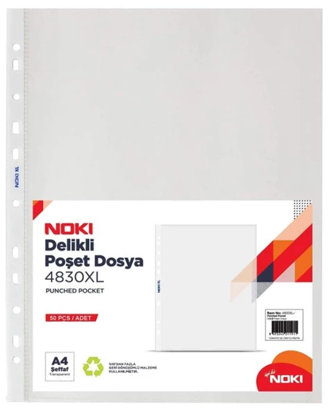 Noki XL A4 Poşet Dosya 100lü Paket 4830XL ürün görseli 1