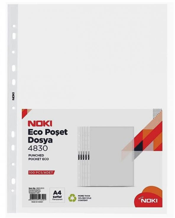 Noki Eco A4 Poşet Dosya 100lü Paket 4830 ürün görseli 1