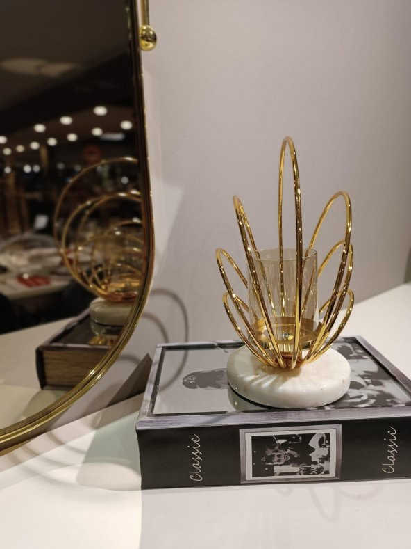 Crearthome Dekoratif Küçük Boy Gold Halka Mumluk SZR-198535 ürün görseli 1