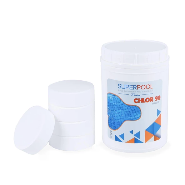 SPP Superpool Superchlor 90 TB %90 Premium Tablet Klor 1 KG 5 Adet Havuz Kimyasalı ürün görseli 1