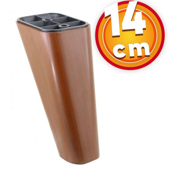 Lüks Mobilya Kanepe Sehpa TV Ünitesi Koltuk Ayağı 14 cm Kahverengi Ahşap Desenli Baza Ayak ürün görseli 1