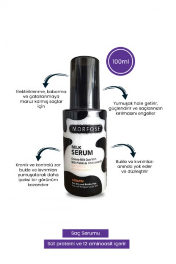 Morfose Milk Therapy Kuru Ve Kırılgan Saçlar İçin Keratin Saç Serumu 100 ml ürün görseli 1