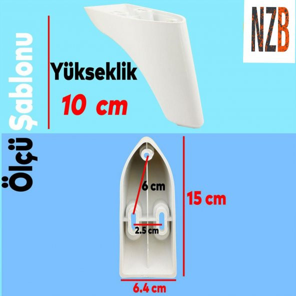 Lüks Mobilya Kanepe Sehpa TV Ünitesi Koltuk Ayağı 10 cm Beyaz Baza Ayak ürün görseli 1