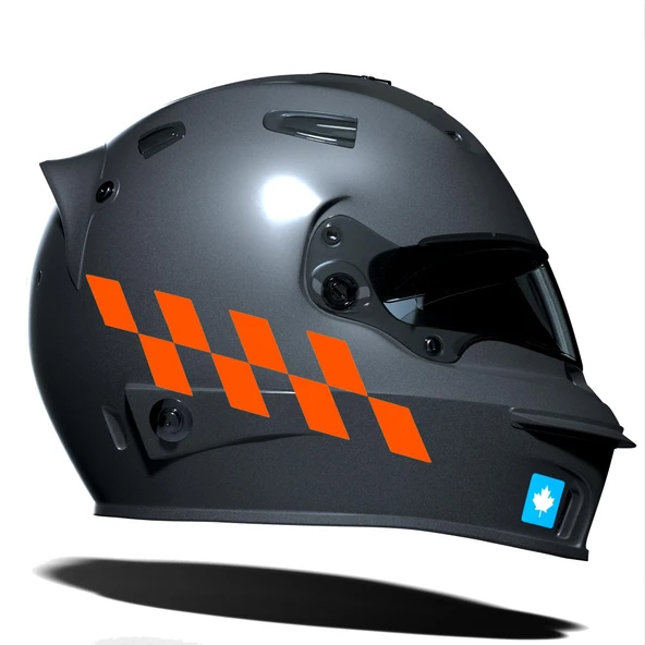 Alev Turuncusu Damalı Kask Motosiklet Sticker Takımı Çınar Extreme ürün görseli 1