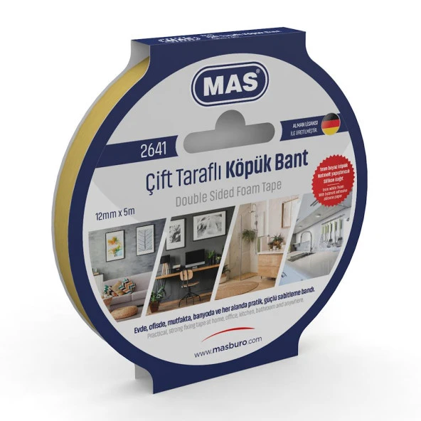 Mas Çift Taraflı Köpük Bant 12 MM x 5 Metre Çift Taraflı Köpük Bant ürün görseli 1
