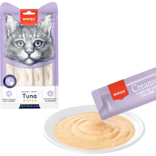 Wanpy Wanpy Ton-Yengeç Krema Ödül 5x14gr Likit Kedi Ödülü Skt:09/2026 ürün görseli 1