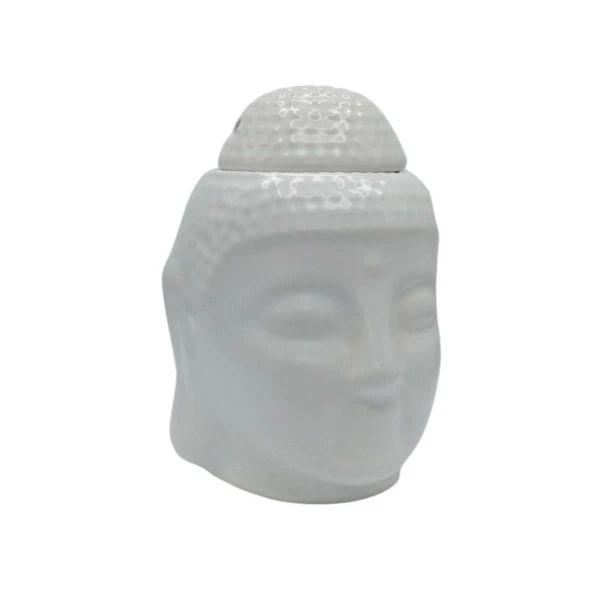 Seramik Buda Buhurdanlık Beyaz Mat 13cm - Resim 2