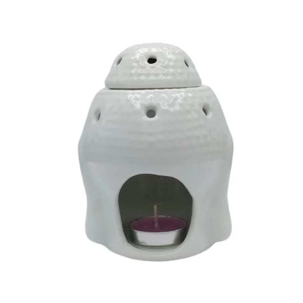 Seramik Buda Buhurdanlık Beyaz Mat 13cm - Resim 3