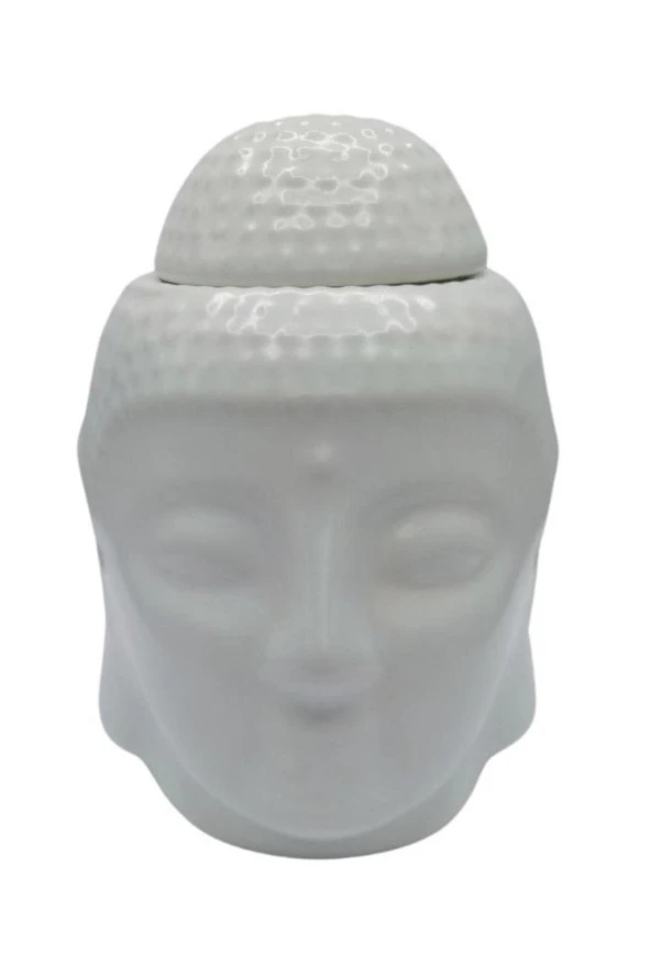 Seramik Buda Buhurdanlık Beyaz Mat 13cm - Resim 5