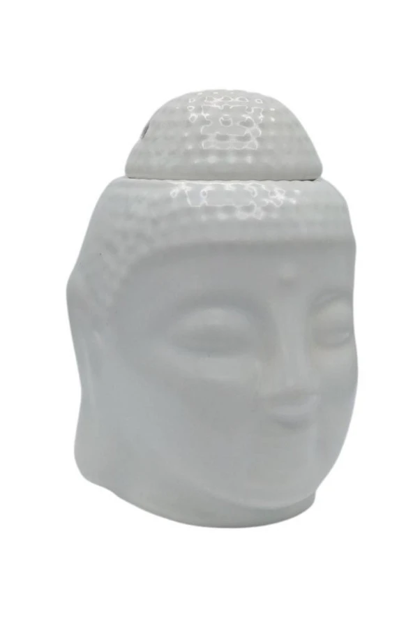Seramik Buda Buhurdanlık Beyaz Mat 13cm - Resim 6