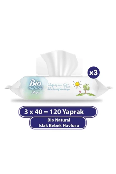 Sleepy Bio Natural Islak Havlu 3x40 120 Yaprak ürün görseli 1