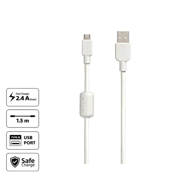 SONY CP-AB150 Orjinal Hızlı Şarj Micro Usb Data ve Şarj Kablosu - Beyaz ürün görseli 1