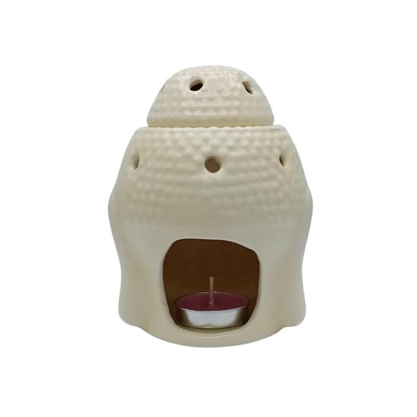 Seramik Buda Buhurdanlık Krem Mat 13cm - Resim 4