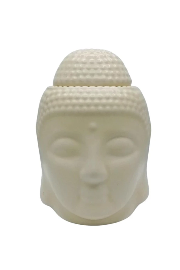 Seramik Buda Buhurdanlık Krem Mat 13cm - Resim 5