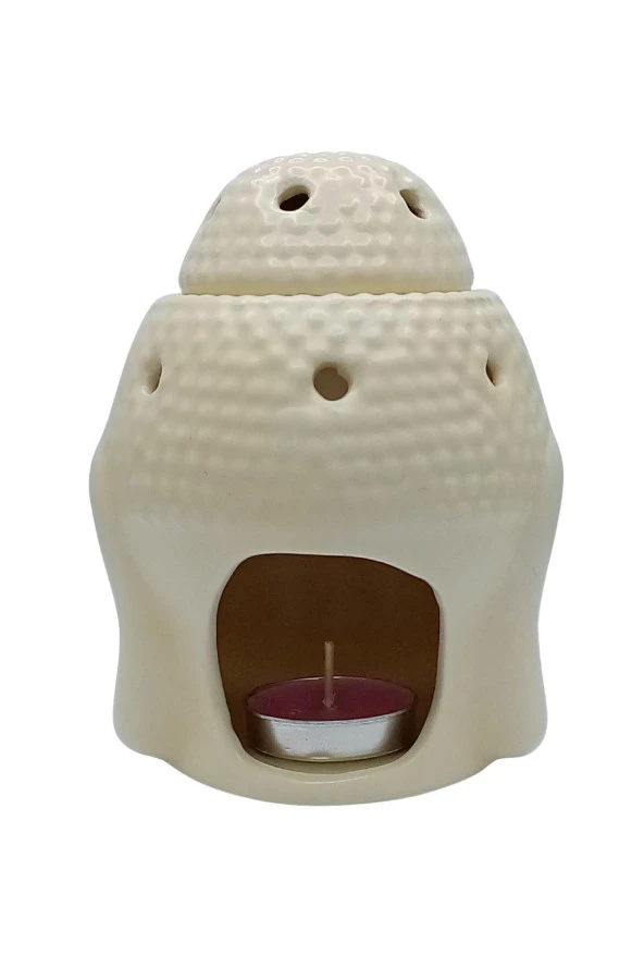 Seramik Buda Buhurdanlık Krem Mat 13cm - Resim 8