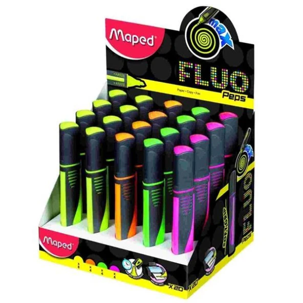 Maped Fosforlu Kalem Fluo Paps 5 Renk Fosforlu İşaretleme Kalemi (24 Lü Paket) ürün görseli 1