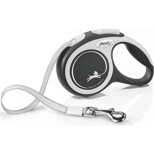 Flexi New Comfort Şerit L 5 Metre Siyah Max.60kg Otomatik Köpek Gezdirme Tasması ürün görseli 1