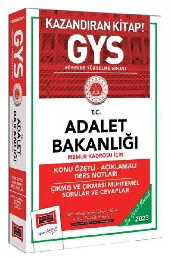 2023 Adalet Bakanlığı GYS Memur Kadrosu İçin Konu Özetli Açıklamalı Ders Notları Çıkması Muhtemel Sorular ve Cevaplar Yargı Yayınları ürün görseli 1