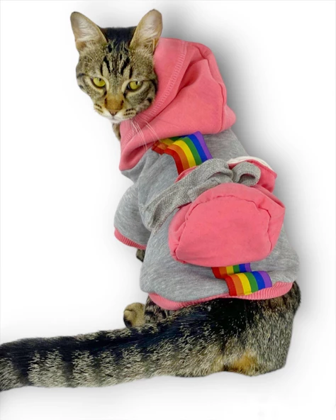 MyPocket Sweatshirt Duo Kapşonlu Kedi Kıyafeti Kedi Sweatshirt ürün görseli 1