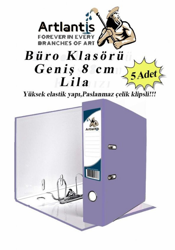 Büro Klasörü Lila Geniş 5 Adet Plastik Geniş Lila Klasör Halkalı Paslanmaz Çelik Klipsli 5 Adet ürün görseli 1