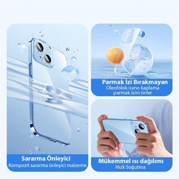 Baseus iPhone 14 6.1 0.3MM Silikon Kılıf ve Full Kaplama Kırılmaz Ekran Koruyucu, Aleofobik Kılıf ürün görseli 1