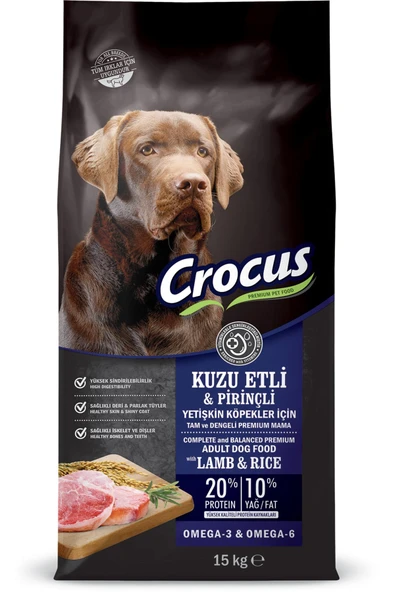 Crocus Kuzu Etli Pirinçli 15 kg Yetişkin Köpek Maması ürün görseli 1