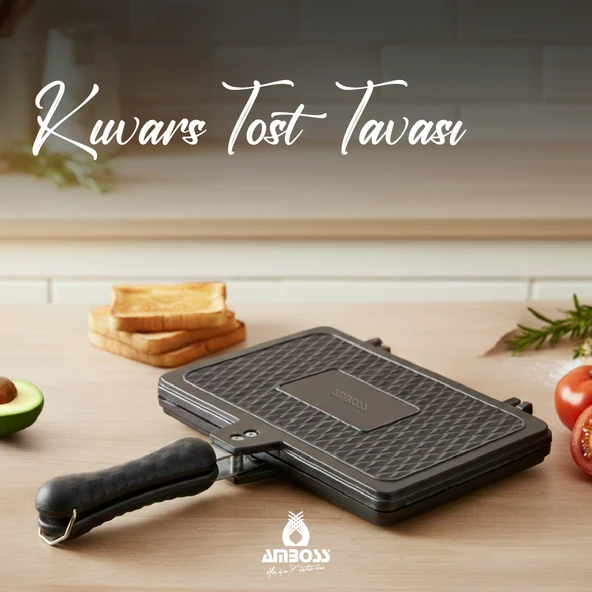 Kuvars Ocak Üstü Döküm Tost Tavası 25x18 cm ürün görseli 1