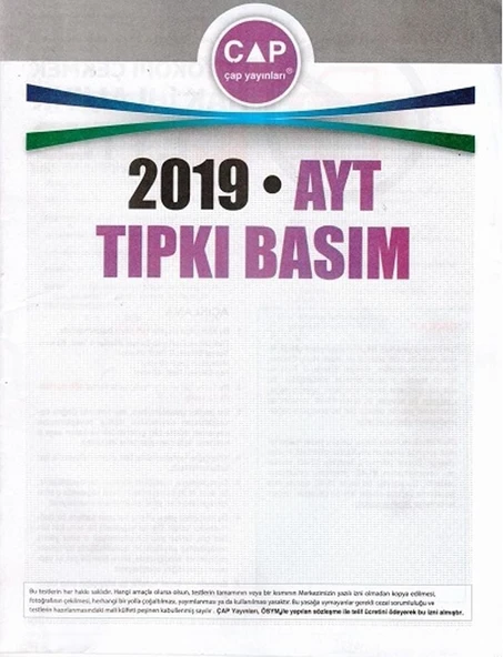 Çap Yayınları 2019 AYT Tıpkı Basım ürün görseli 1