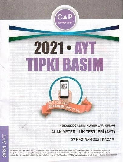 Çap Yayınları 2021 AYT Tıpkı Basım ürün görseli 1