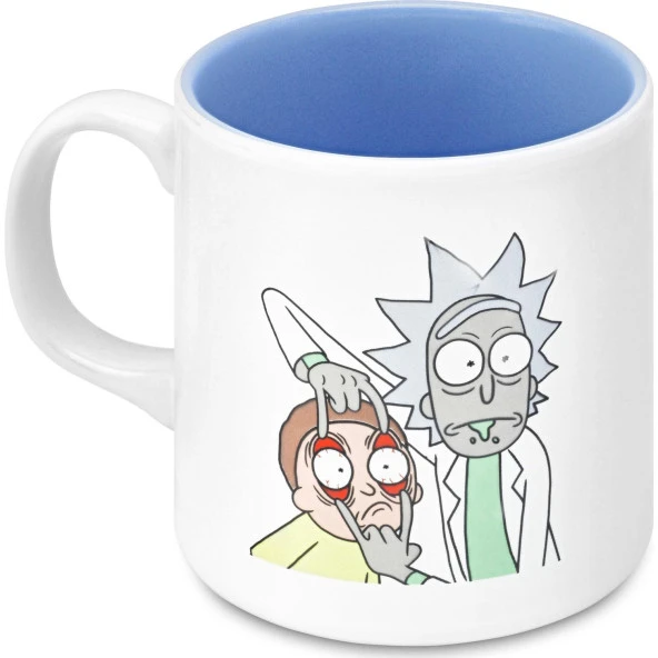Mabbels Kupa Rick And Morty Mug Dış Beyaz İç Mavi Mug Kupa Bardağı ürün görseli 1