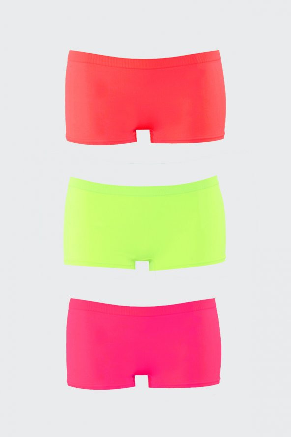 Neon Pembe Sarı Oranj Dikişsiz 3lü Ağlı Şort Külot ürün görseli 1