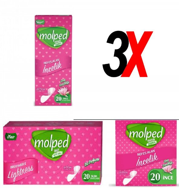 Molped Günlük Ped İnce-20li Duş Ferahlığı 3lü Paket ürün görseli 1