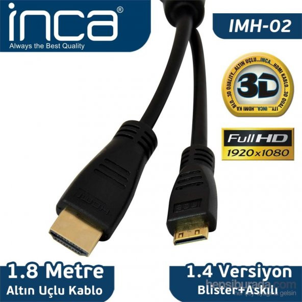 İnca Mini HDMI Kablo 1.8 Metre ürün görseli 1