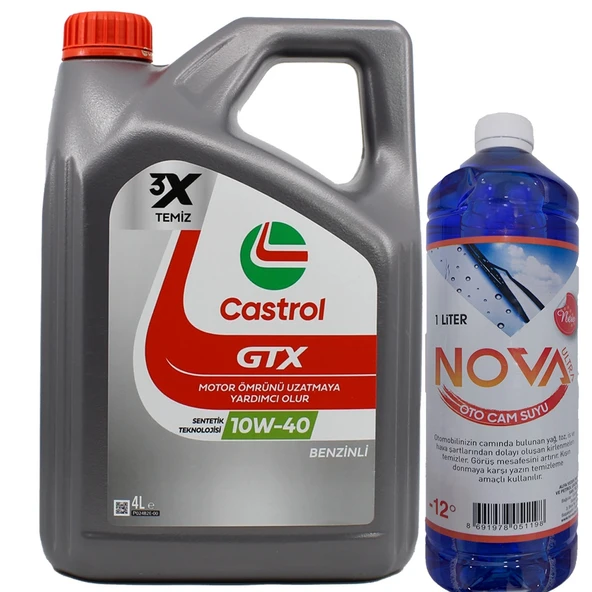 Castrol GTX 10W-40 A3/B4 Sentetik Motor Yağı 4 Litre + Cam Suyu 1 L ürün görseli 1