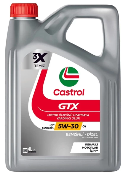 Castrol GTX 5W-30 C4 Reanult RN-720 Tam Sentetik Motor Yağı 4 Litre ürün görseli 1