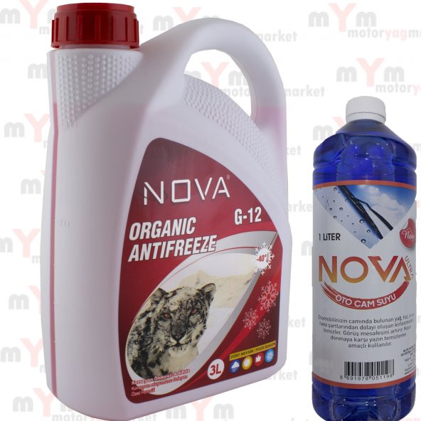 Nova -25 Derece Organik Kırmızı Antifriz 3 Litre +Cam Suyu ürün görseli 1
