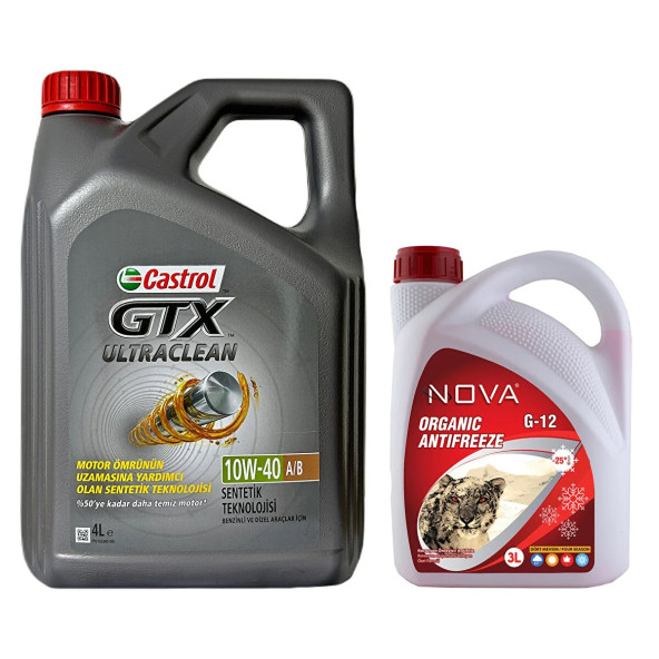 Castrol GTX 10W-40 Motor Yağı 4 Litre + Kırmızı Antifriz 3 L ürün görseli 1