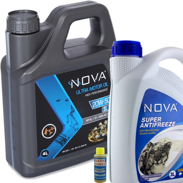 Nova 20W-50 4 Litre Motor Yağı Benzin, Lpg, Dizel + Yeşil Antifriz 3 L ürün görseli 1