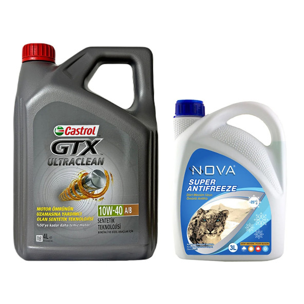 Castrol GTX 10W-40 Sentetik Motor Yağı 4 Litre + Yeşil Antifriz 3 L ürün görseli 1
