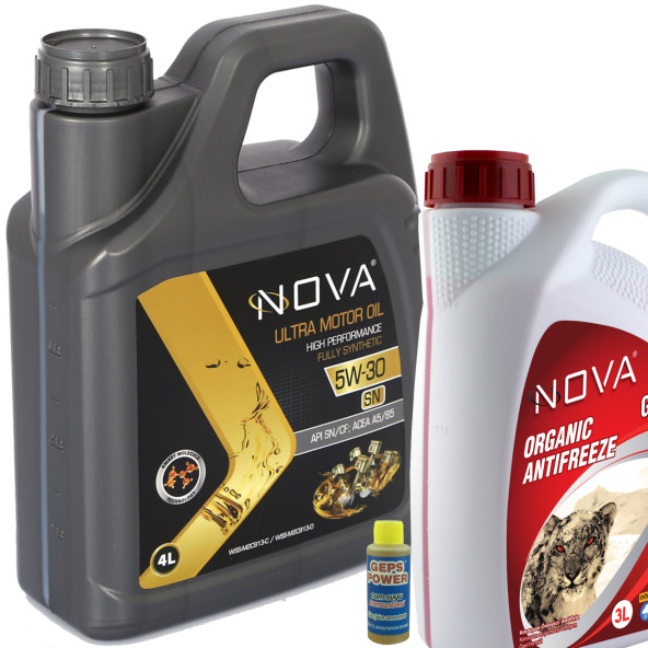 Nova SN 5W-30 4 Litre Sentetik Motor Yağı +3 L Kırmızı Antifriz ürün görseli 1