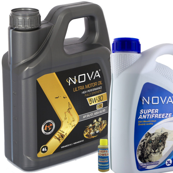 Nova SN 5W-30 4 Litre Motor Yağı Benzin, Lpg, Dizel + 3 L Yeşil Antifriz ürün görseli 1